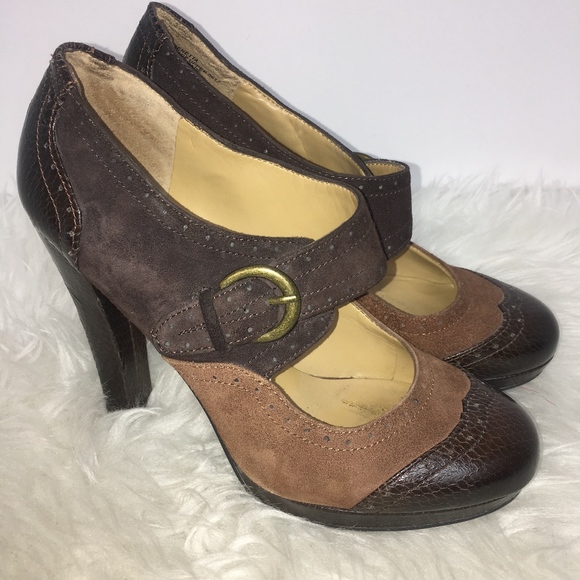Nine West Shoes - Nine West Heels Mary Jane Suede Color Block Heel